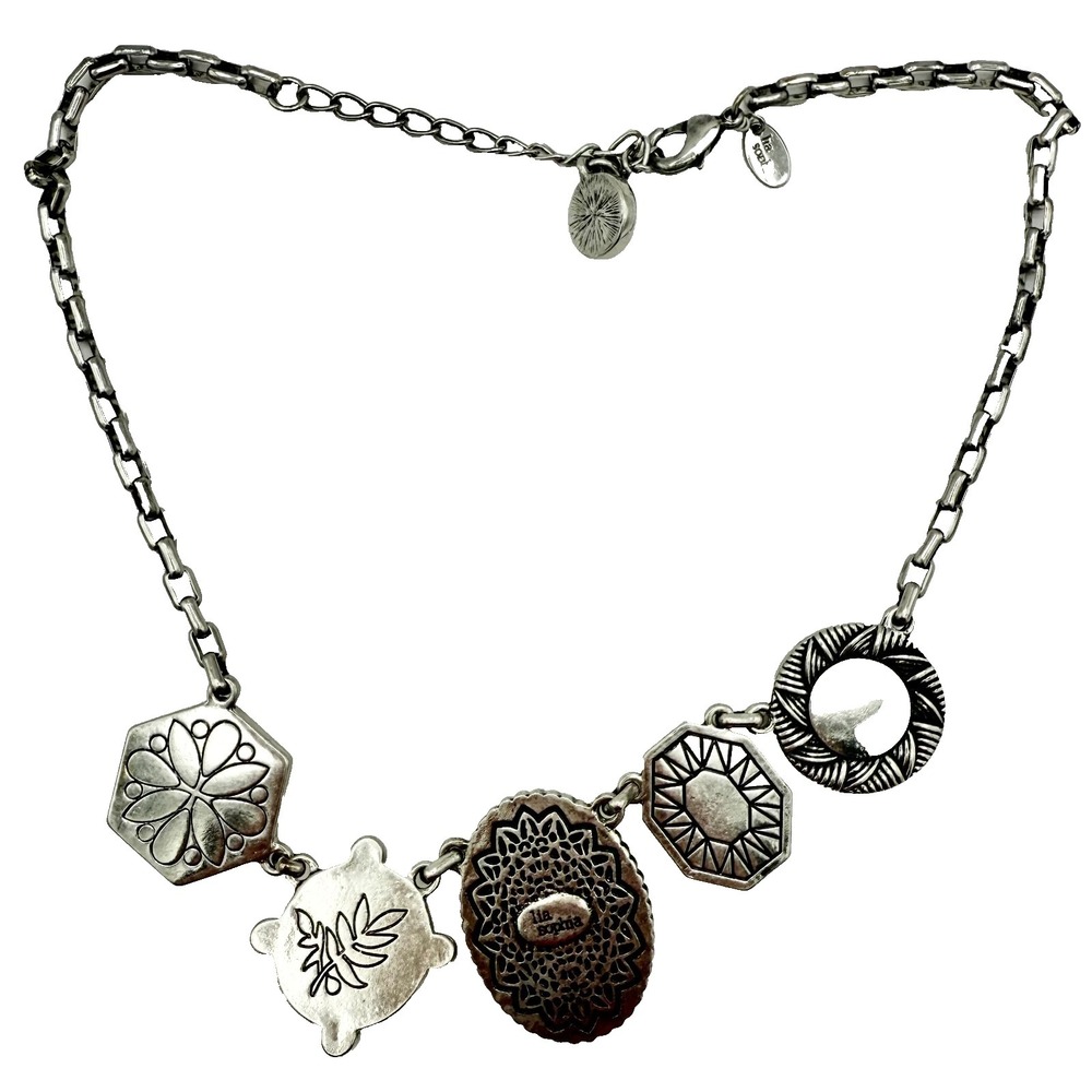 Retirired Lia Sophia Nostalgia Necklace Cameo Crystal Pearl 15–19" Vintage Look - Picture 9 of 9